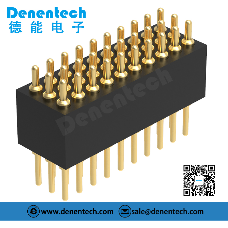 Denentech Hot sale 1.27MM pogo pin H4.0MM triple row male straight water proof pogo pins